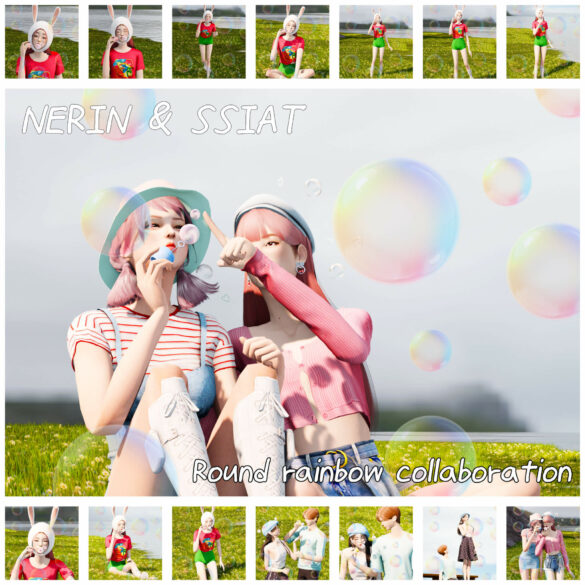 nerinssiat round rainbow collabo pose