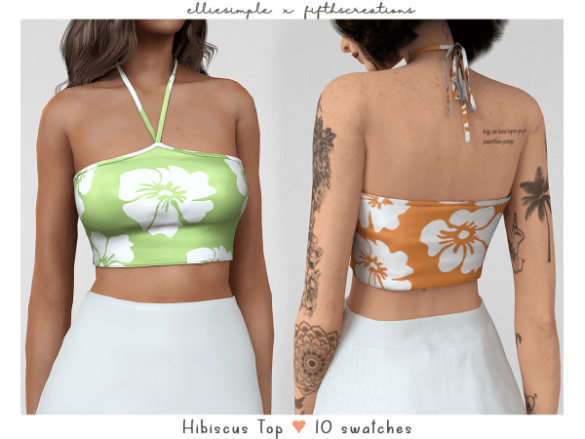 elliesimple fifthscreations - hibiscus top The Sims 4