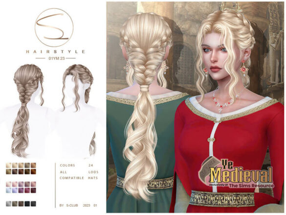 Ye Medieval curly braid hairstyle by S-CLUB