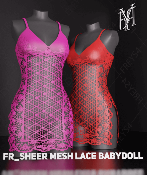 Sheer Mesh Lace Babydoll