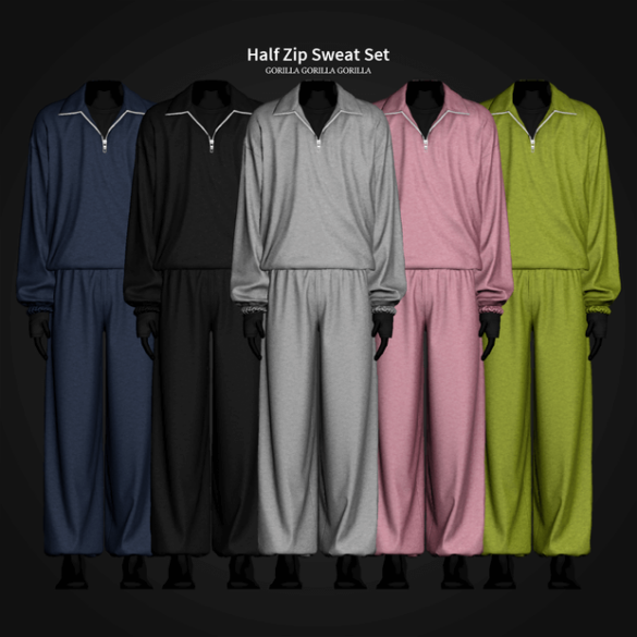 Half Zip Sweat Set