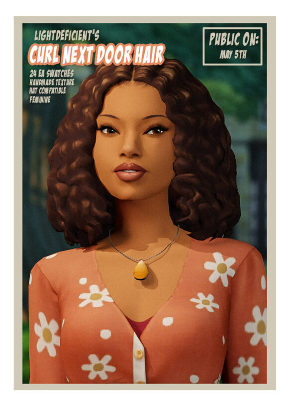 Curl Next Door Hair (Maxis Match)